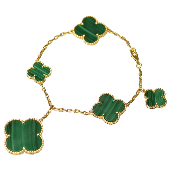 ˇFashion StreetˇMAGIC CLOVER MALACHITE BRACELET 5 MOTIFS