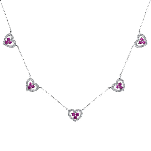 ˇFashion StreetˇSparkling Five Heart Necklace