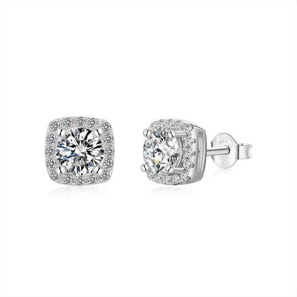 ˇFashion StreetˇClassic Round Center Stone Stud Earrings
