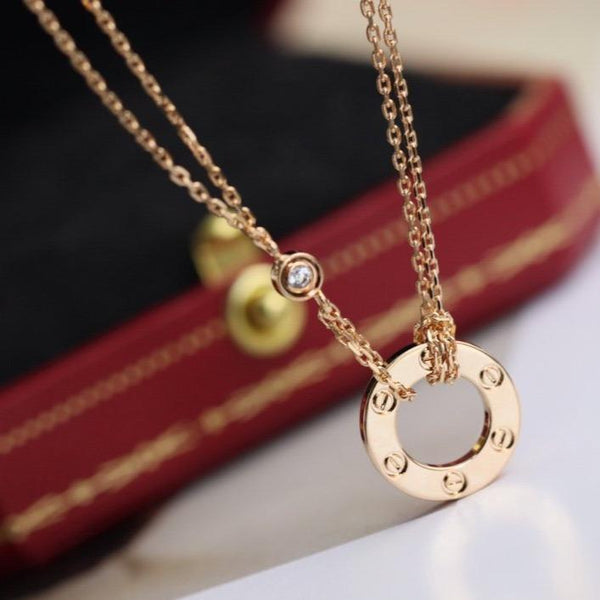 ˇFashion StreetˇLOVE NECKLACE ADJUSTABLE ROSE GOLD 2 DIAMOND