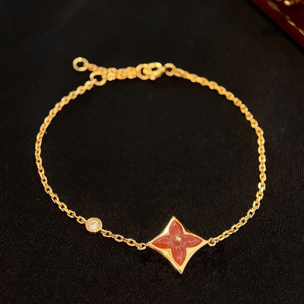 ˇFashion StreetˇCOLOR STAR CARNELIAN PINK GOLD DIAMOND BRACELET