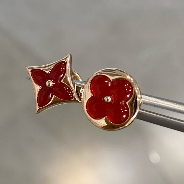 ˇFashion StreetˇSTAR AND SUN PINK GOLD CARNELIAN STUD EARRINGS