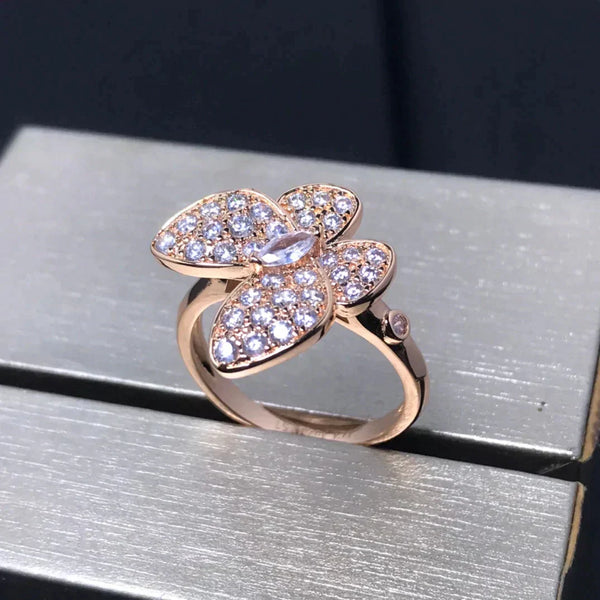 ˇFashion StreetˇBUTTERFLY PINK GOLD DIAMOND RING