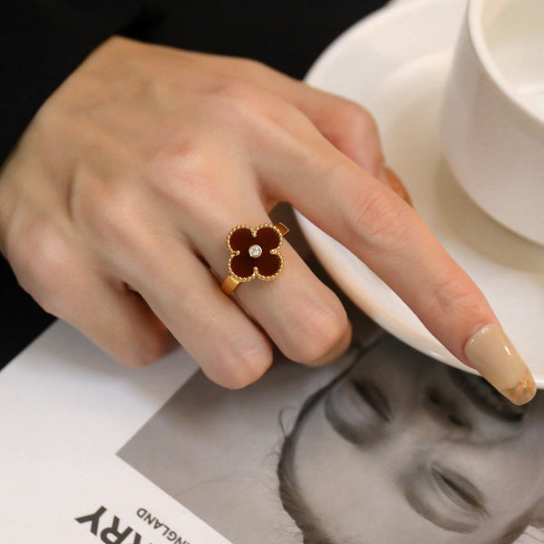 ˇFashion StreetˇCLOVER CARNELIAN RING ROSE GOLD DIAMOND