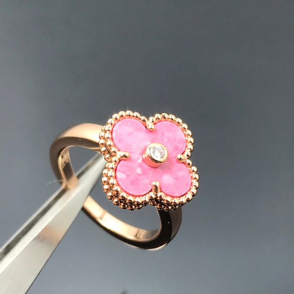 ˇFashion StreetˇCLOVER RHODONITE ROSE GOLD RING