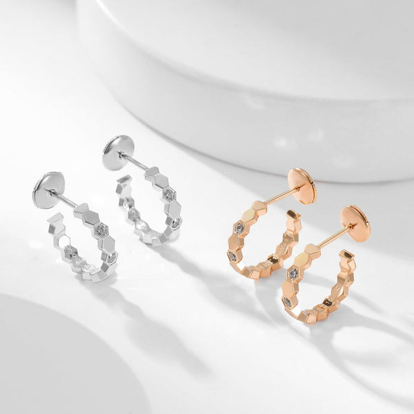 ˇFashion StreetˇBEE LOVE DIAMOND HOOP EARRINGS