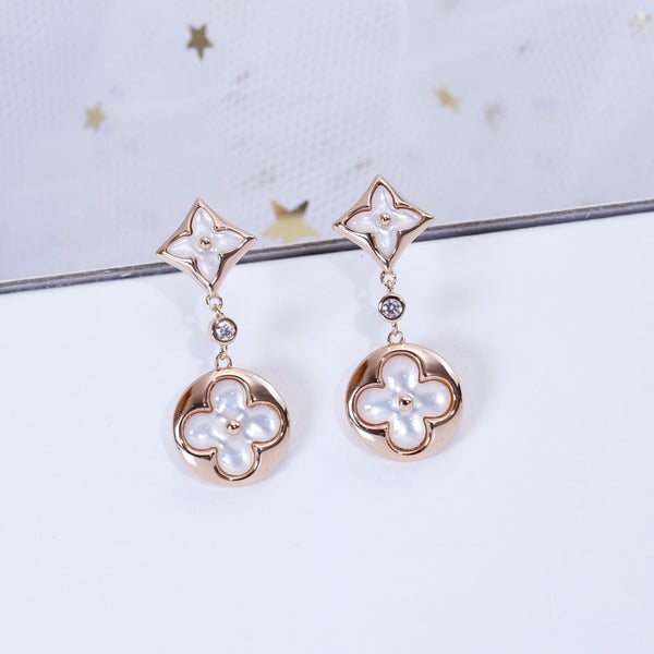 ˇFashion StreetˇSTAR AND SUN PINK GOLD MOP DROP EARRINGS