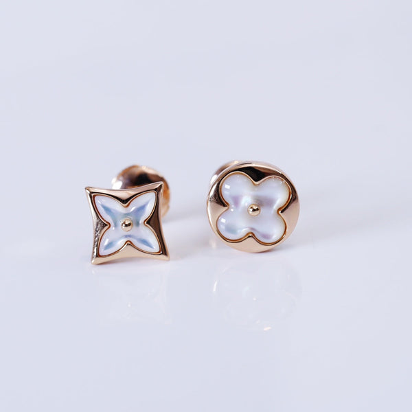 ˇFashion StreetˇSTAR AND SUN PINK GOLD MOP STUD EARRINGS