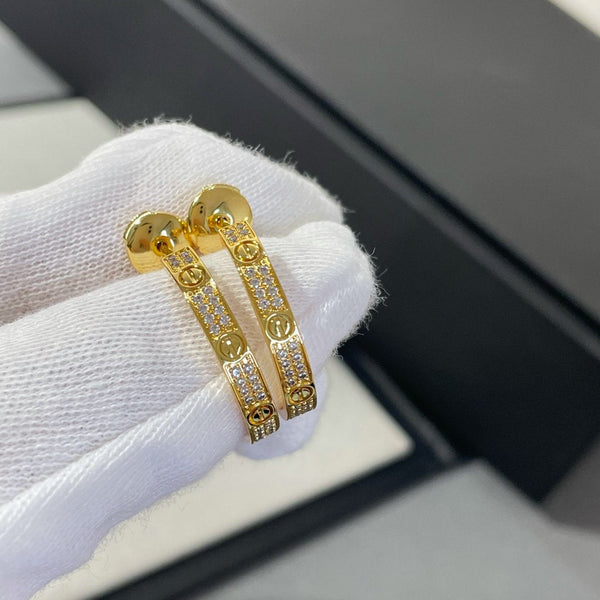 ˇFashion StreetˇLOVE DIAMOND GOLD HOOP EARRINGS