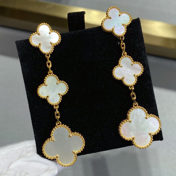 ˇFashion StreetˇCLOVER MOP 3 MOTIFS GOLD EARRINGS