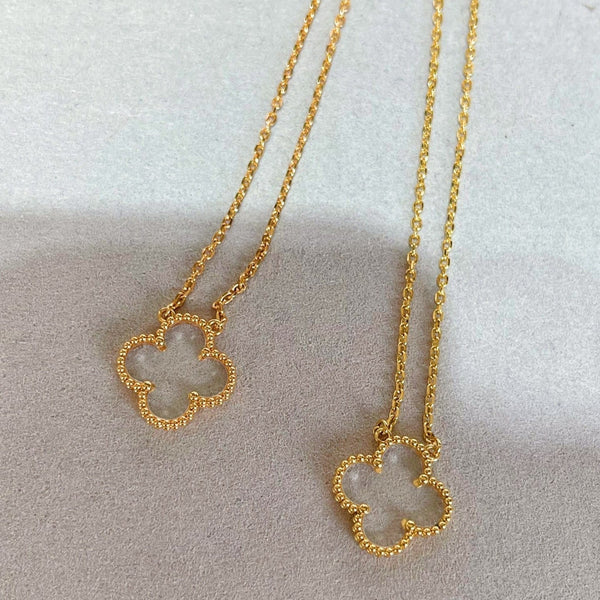 ˇFashion StreetˇCLOVER ROCK CRYSTAL ROSE GOLD NECKLACE