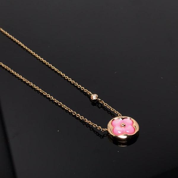 ˇFashion StreetˇCOLOR BLOSSOM PINK MOP SUN GOLD NECKLACE