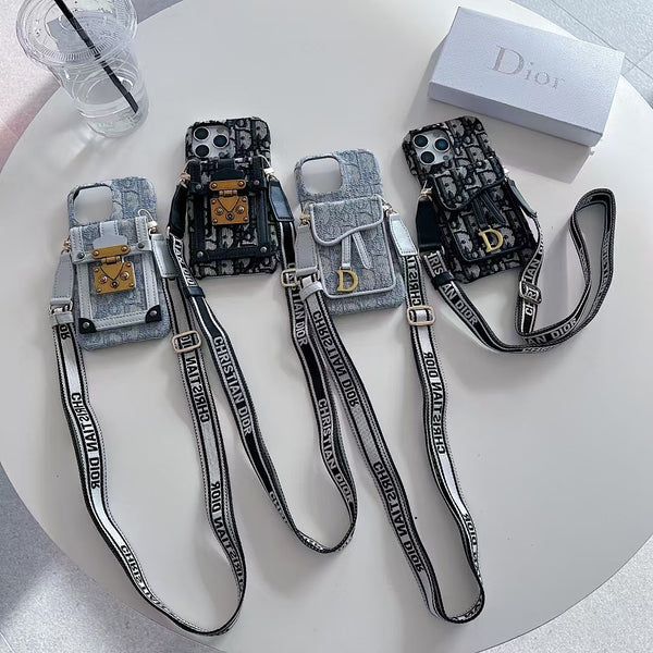 Apple Samsung mobile phone oblique hanging card holder mobile phone case