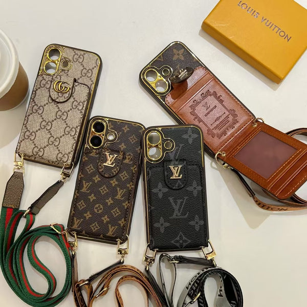 Apple phone case crossbody card holder with crossbody strap