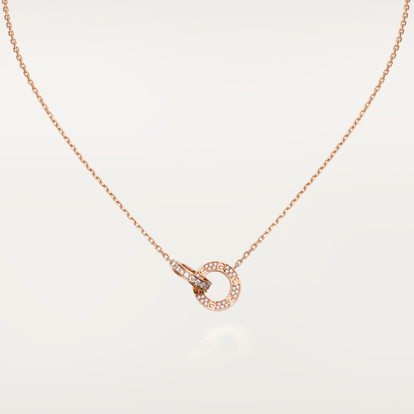 ˇFashion StreetˇLOVE 7.6MM NECKLACE ROSE GOLD AND SILVER  FULL DIAMOND