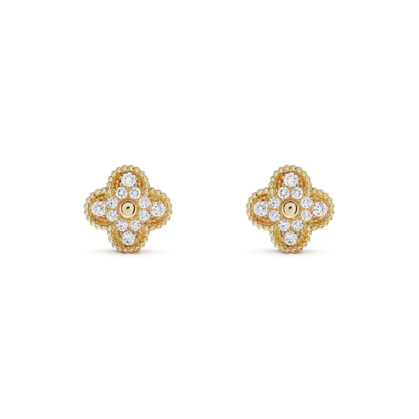 ˇFashion StreetˇCLOVER MEDIUM 1 MOTIFS FUll DIAMOND EARRINGS