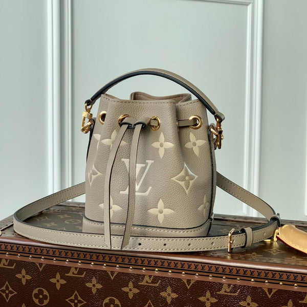 NANO NOÉ 16 IN GREY TOURTERELLE BICOLOR MONOGRAM EMPREINTE CALFSKIN