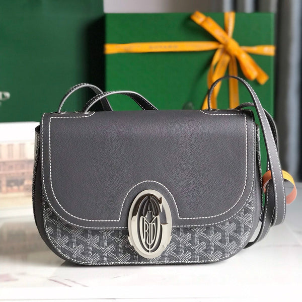 233 BAG 25 IN GRAY CALFKIN AND GOYARDINE CANVAS