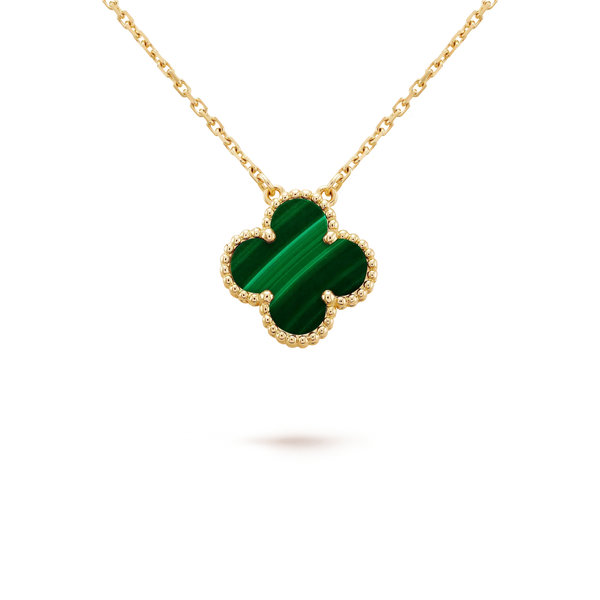 ˇFashion StreetˇCLOVER 15MM MALACHITE SINGLE FLOWER  NECKLACE