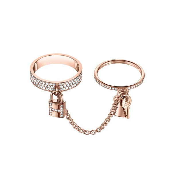 ˇFashion StreetˇHM KELLY CLOCHETTE DOUBLE RING IN  WITH DIAMONDS