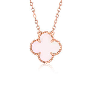 ˇFashion StreetˇCLOVER 15MM PINK MOTHER-OF-PEARL SINGLE FLOWER NECKLACE