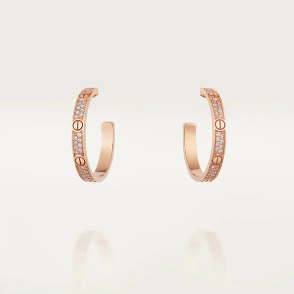 ˇFashion StreetˇLOVE DIAMOND PINK GOLD HOOP EARRINGS