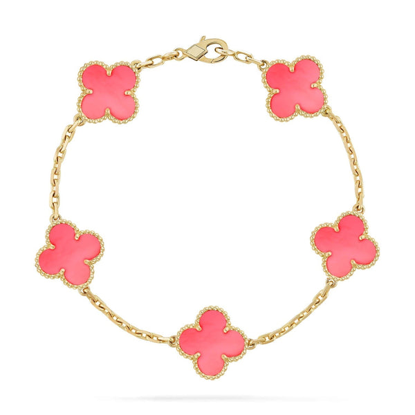 ˇFashion StreetˇCLOVER 5 PINK MOP BRACELET