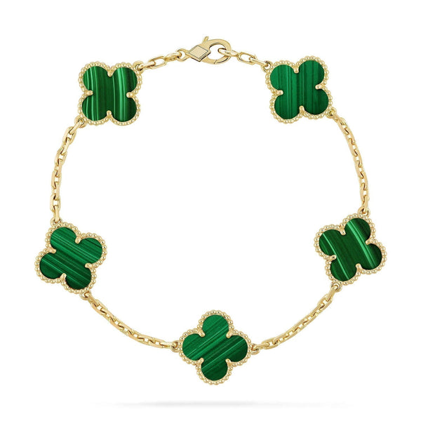 ˇFashion StreetˇCLOVER 5 MOTIFS MALACHITE BRACELET