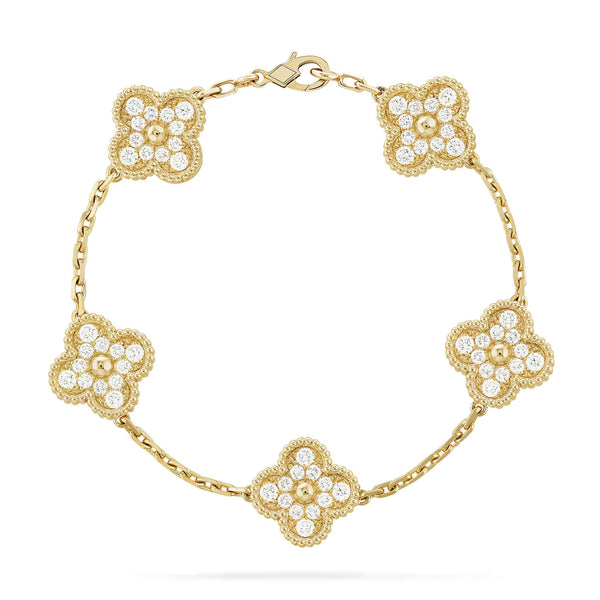 ˇFashion StreetˇCLOVER 5 MOTIFS  FULL DIAMOND BRACELET