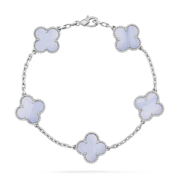ˇFashion StreetˇCLOVER  5 MOTIF PURPLE CHALCEDONY BRACELET