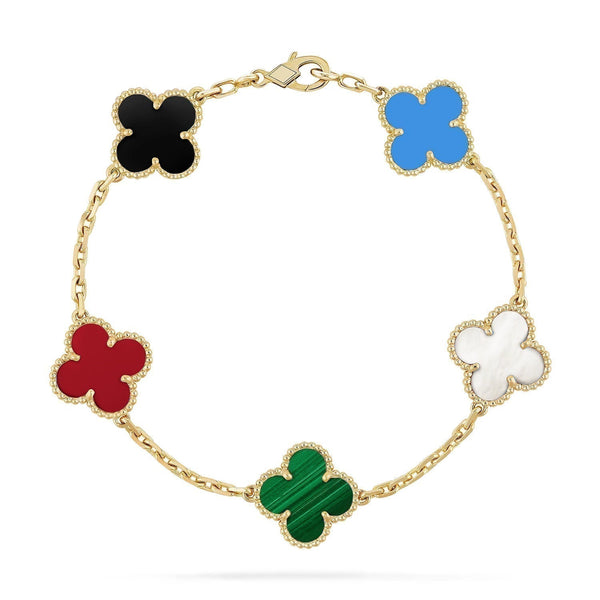 ˇFashion StreetˇCLOVER 5 MOTIFS MULTICOLOR  BRACELET