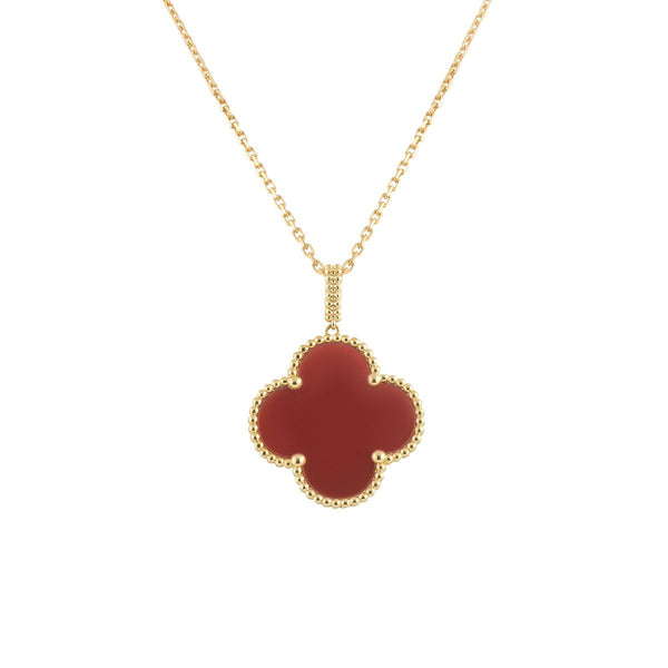 ˇFashion StreetˇCLOVER 25MM NECKLACE GOLD CARNELIAN