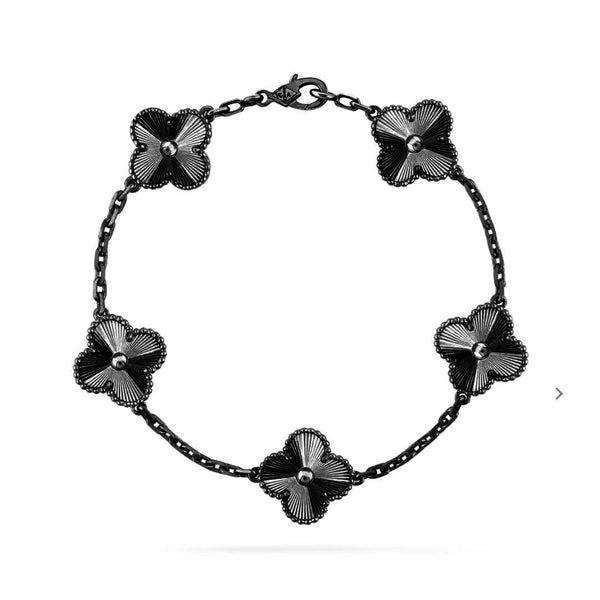 ˇFashion StreetˇCLOVER 5 MOTIF BLACK BRACELET