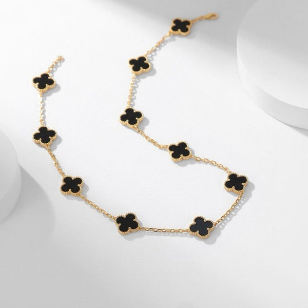 ˇFashion StreetˇCLOVER 10 MOTIFS ONYX NECKLACE