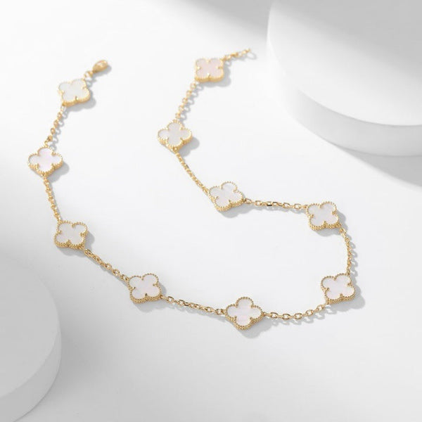ˇFashion StreetˇCLOVER 10 MOTIFS WHITE MOTHER OF PEARL NECKLACE