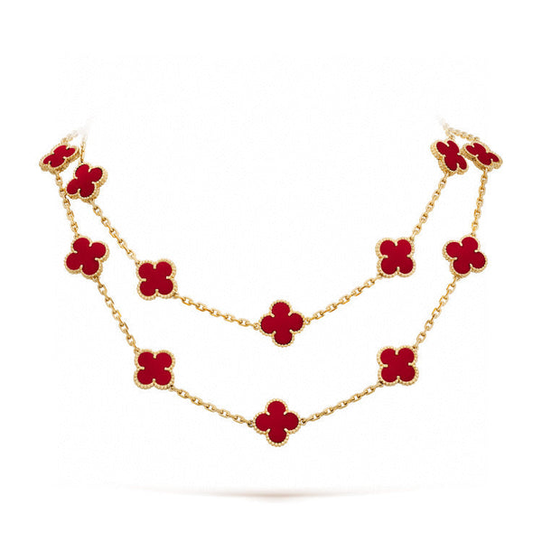 ˇFashion StreetˇCLOVER 20 MOTIFS CARNELIAN NECKLACE