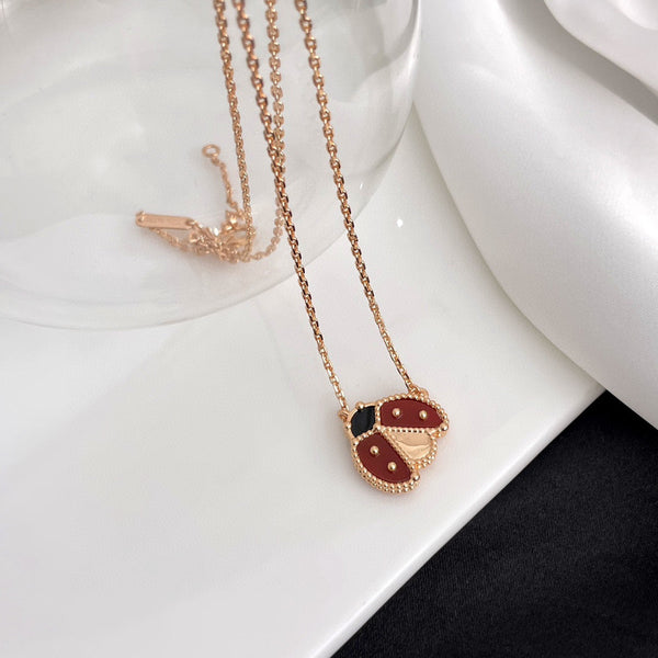 ˇFashion StreetˇLUCKY  CARNELIANS LADYBUG NECKLACE