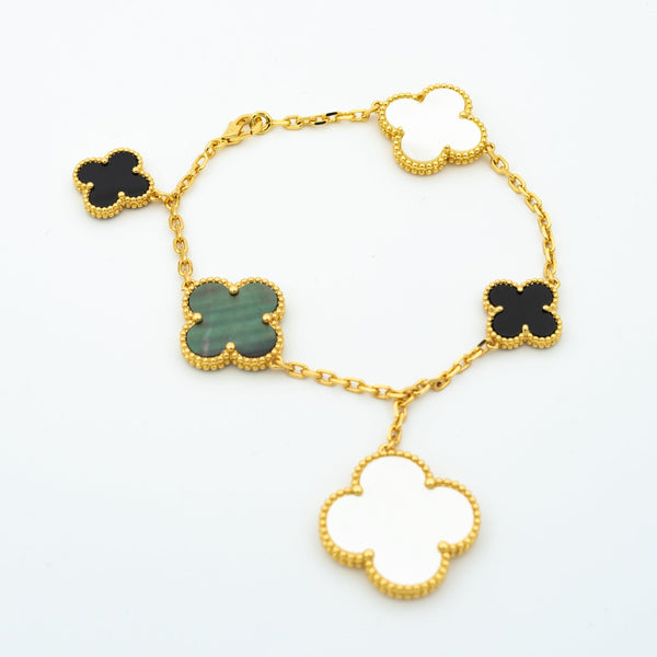 ˇFashion StreetˇCLOVER BRACELET 5 MOTIFS ONYX MOP