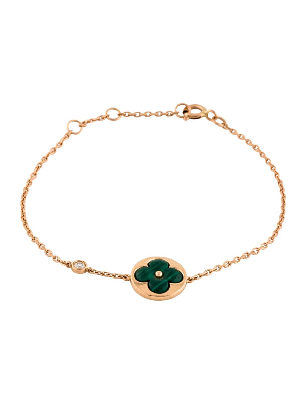 ˇFashion StreetˇSUN MALACHITE 1 DIAMOND PINK GOLD BRACELET