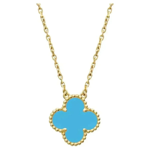 ˇFashion StreetˇCLOVER 15MM VINTAGE TURQUOISE NECKLACE