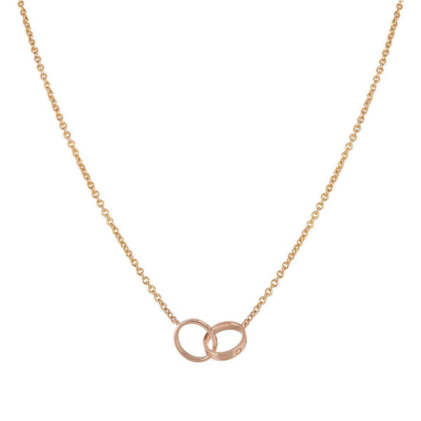 ˇFashion StreetˇLOVE NECKLACE DOUBLE RING PINK GOLD