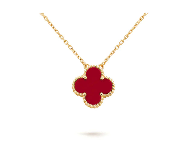 ˇFashion StreetˇCLOVER 15MM CARNELIAN SINGLE FLOWER NECKLACE