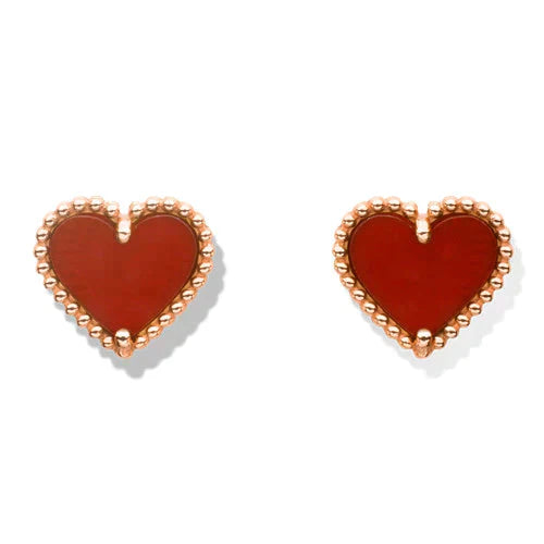 ˇFashion StreetˇHEART CARNELIAN STUD EARRINGS