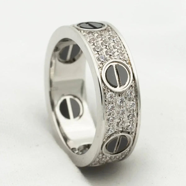 ˇFashion StreetˇLOVE RING 5.5MM DIAMONDS PAVED CERAMIC