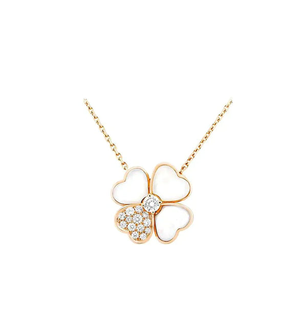 ˇFashion StreetˇCLOVER MOP DIAMOND ROSE GOLD NECKLACE