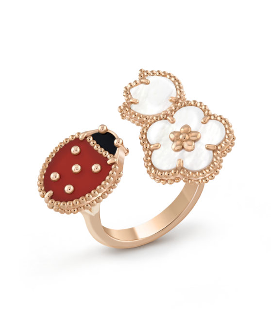 ˇFashion StreetˇLUCKY 3 MOTIF ROSE GOLD RING