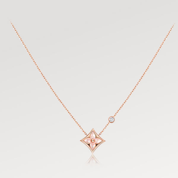 ˇFashion StreetˇSTAR PINK MOP 1 DIAMOND PINK GOLD NECKLACE