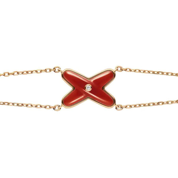 ˇFashion StreetˇJEUX BRACELET CARNELIAN PINK GOLD 1 DIAMOND