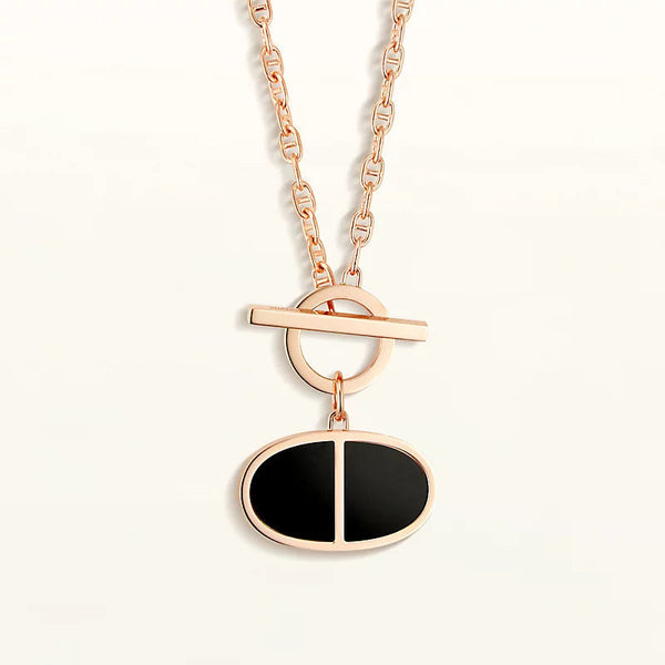 ˇFashion StreetˇCHAINE VERSO BLACK CERAMIC NECKLACE