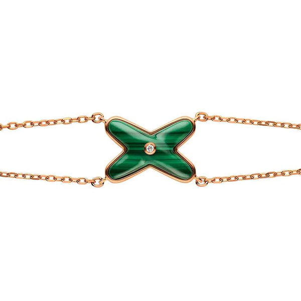 ˇFashion StreetˇJEUX BRACELET MALACHITE PINK GOLD 1 DIAMOND